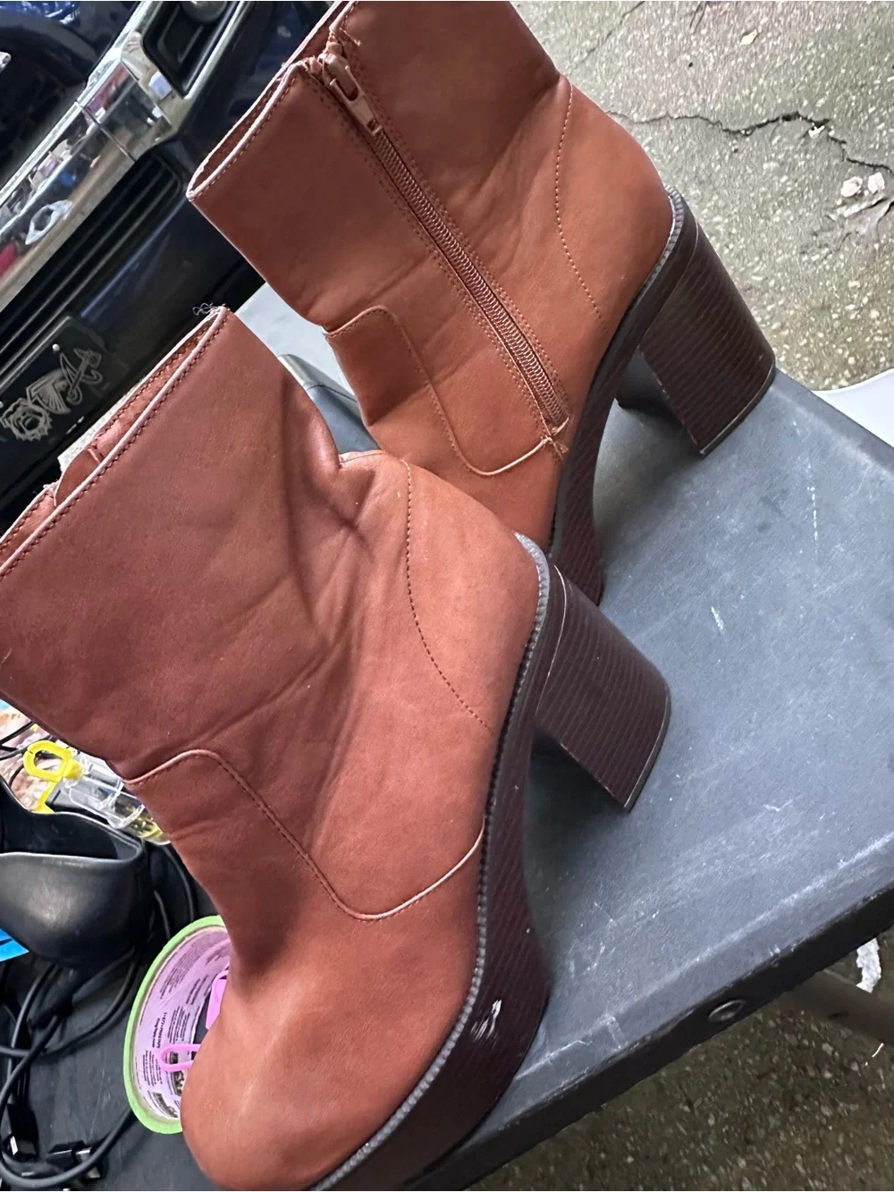 Madden Girl Women’s Brown Leather Platform Ankle Boots